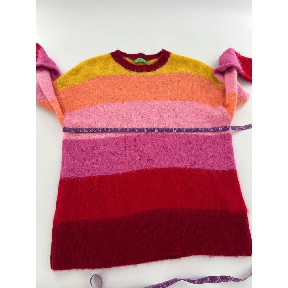 United Colors of Benetton Alpaca Blend Striped Crewneck Sweater Dopamine - Picture 6 of 8